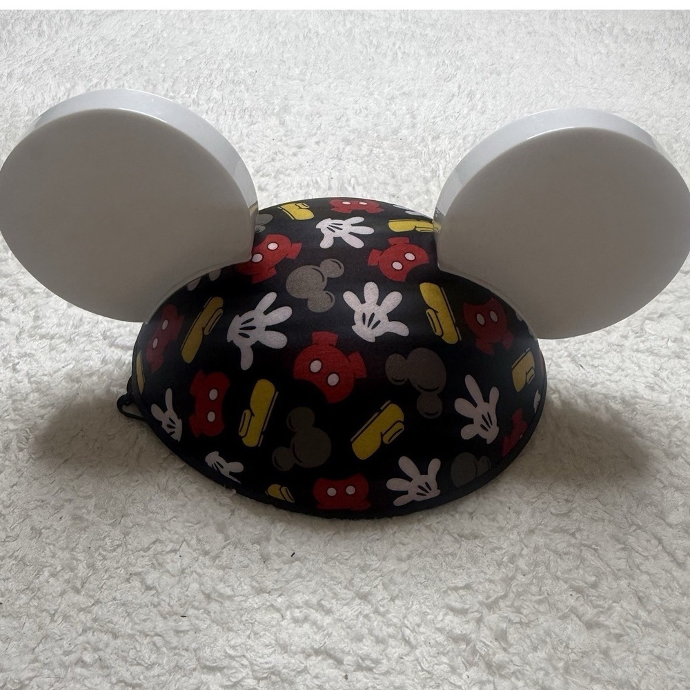 Disney Parks Mickey Mouse Ear Hat Kids Black Light Up Icon Print Souvenir